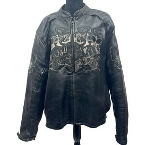 Xelement Reflective Armored Motorcycle Jacket Triple Flaming Skulls Cruiser 5XL‎